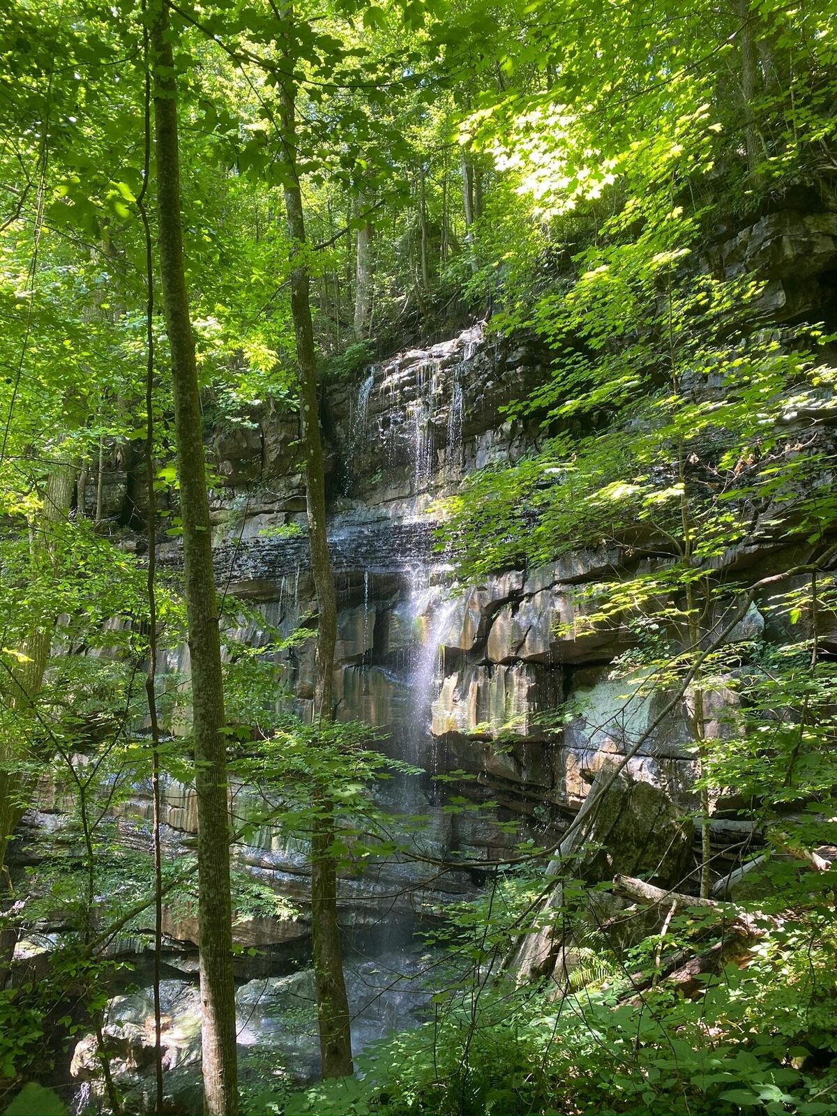 Waterfall and bluff scenery near Sasquatch Farm RV Park