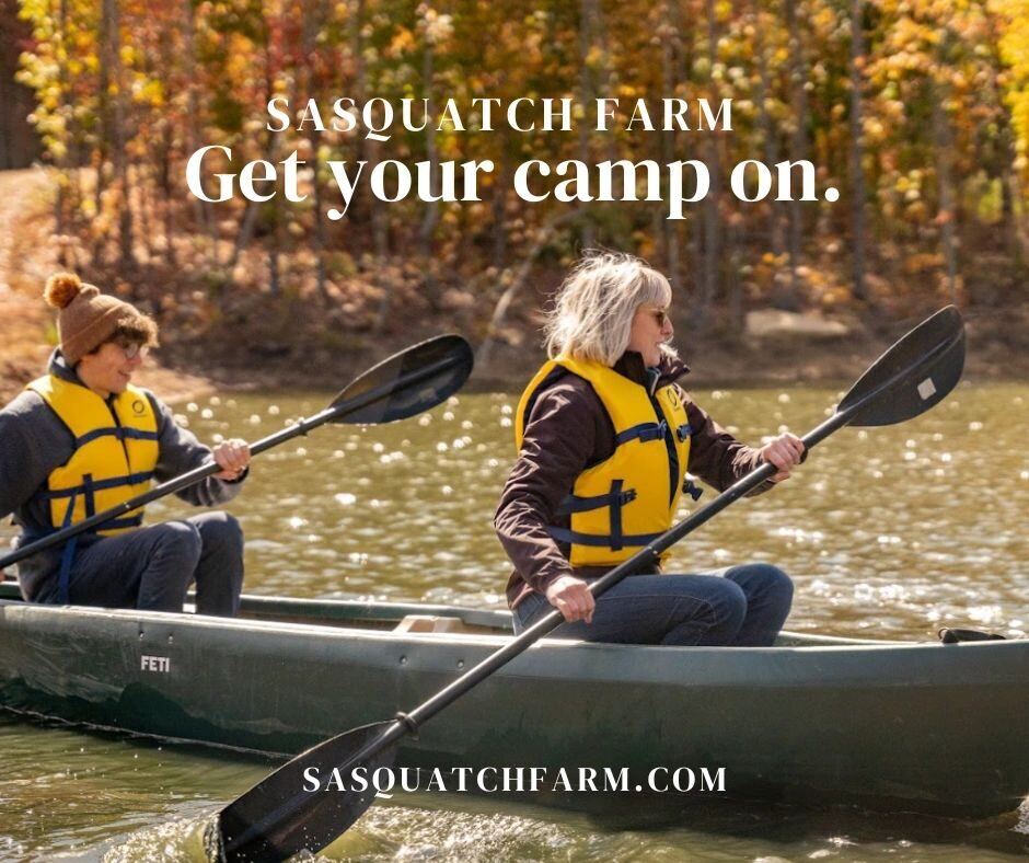 Kayaking on one of the two lakes at Sasquatch Farm RV Park
