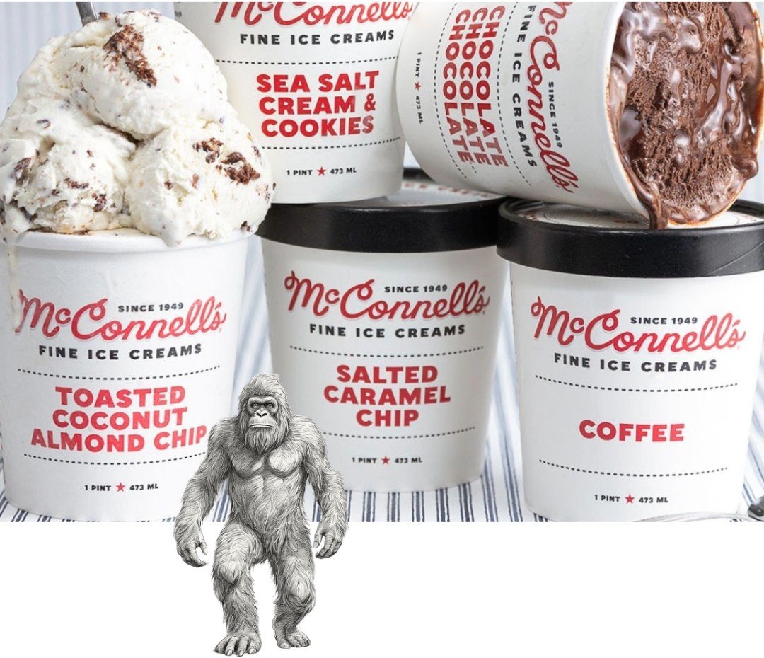 McConnell's Fine Ice Creams pints in Toasted Coconut Almond Chip, Sea Salt Cream and Cookies, Chocolate, Salted Caramel Chip, and Coffee